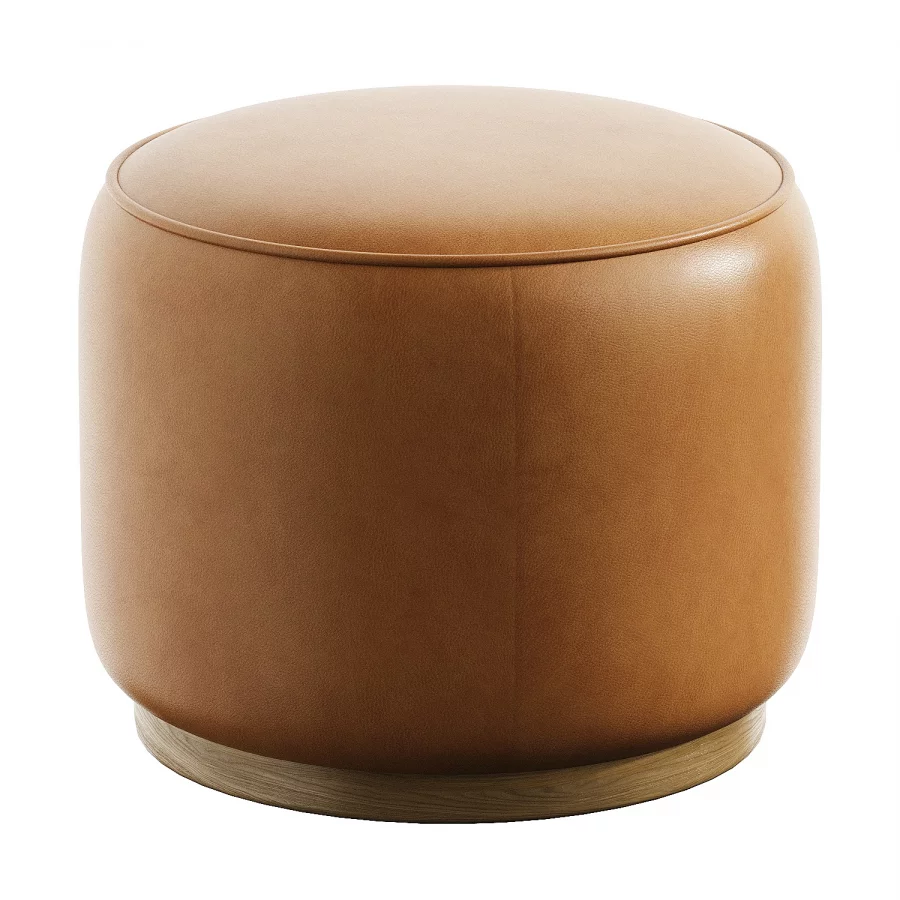 sinclair round leather ottoman - Image 1