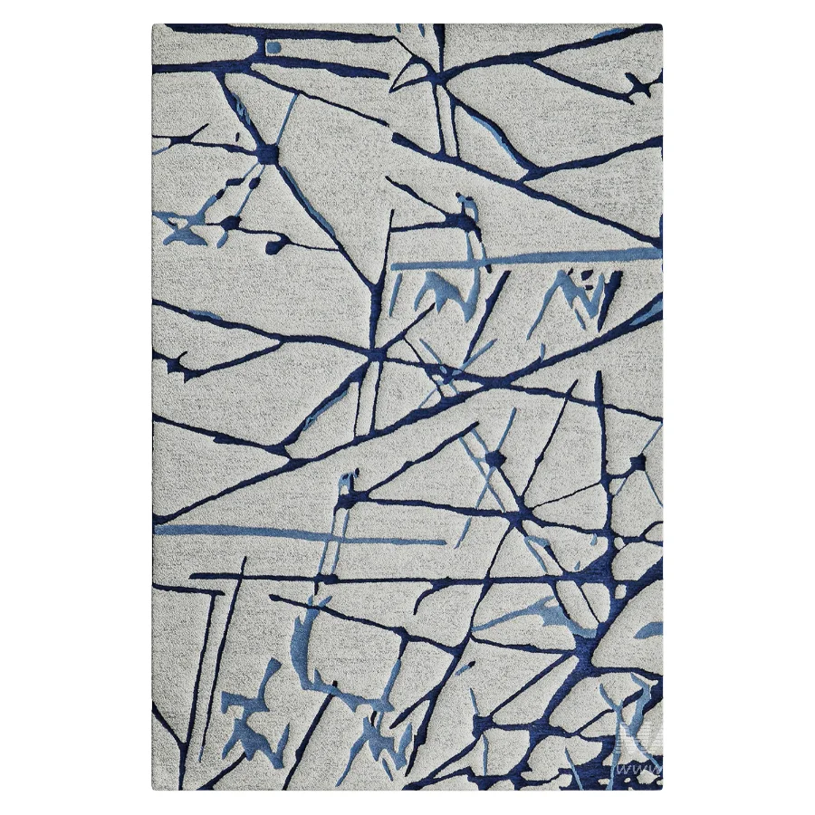 Mystic Rectangle Abstract Hand Tufted Wool Area Rug in Navy - Image 2