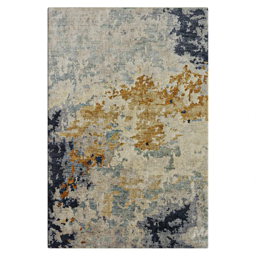 Chandlee Wool Abstract Area Rug in Blue - Image 2
