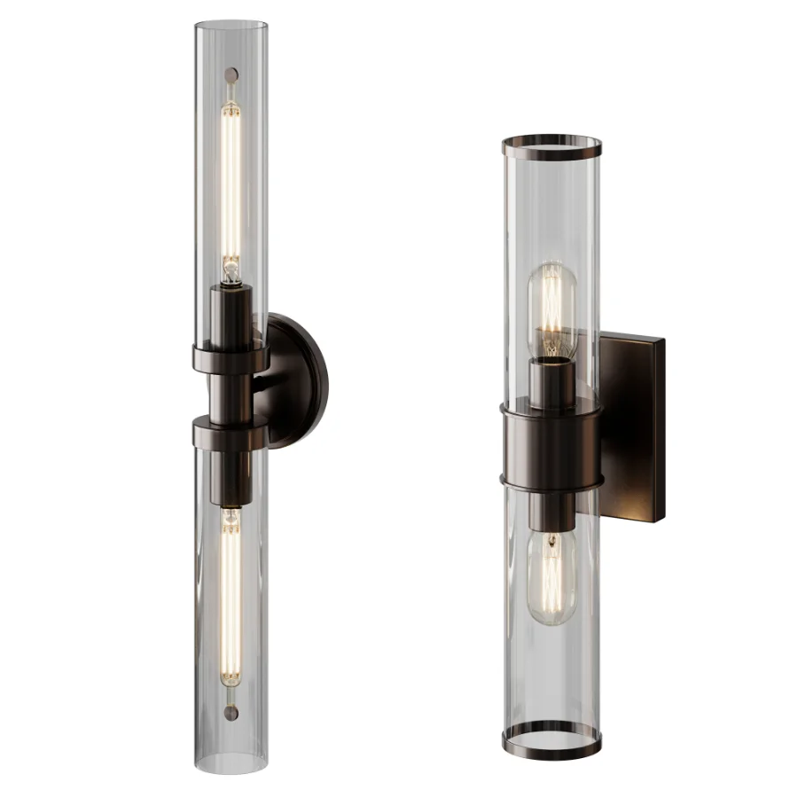 Simple Glass Cylinder Sconce And Daphne Vanity Light - Image 9