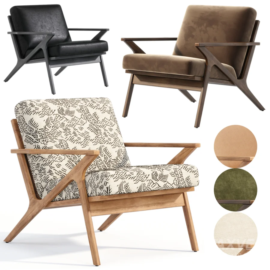 Cavett Wood Frame Chair By Crate & Barrel - Image 1