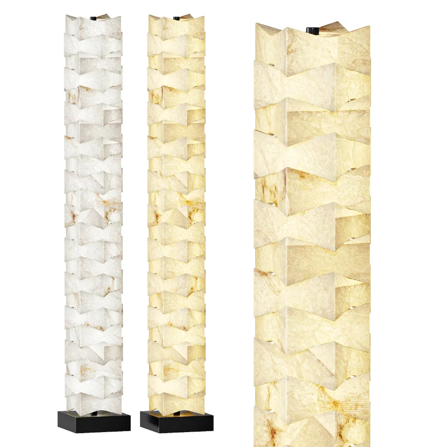 Stacked Alabaster Squares Floor Lamp - Image 1
