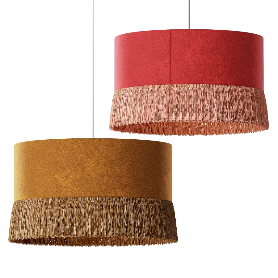 Oliver Bonas Yellow Velvet and Tassel Light Shade - Image 1