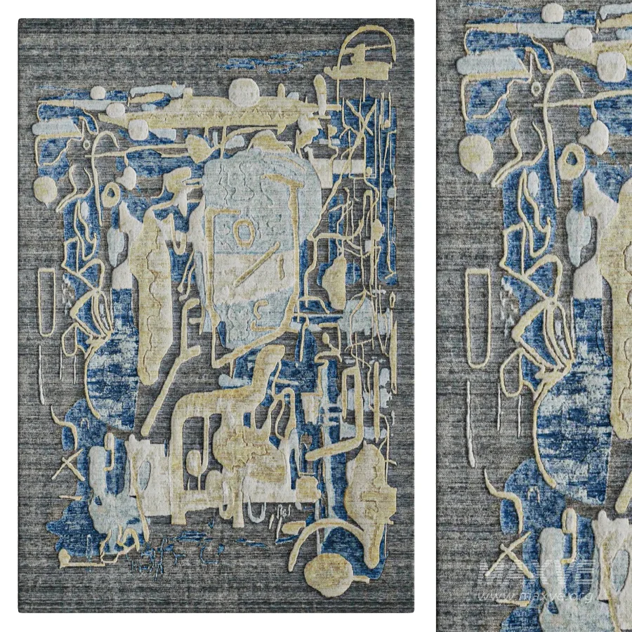 Studio Glyphs by Katie Merz Cloud Slate Wool Handcrafted Area Rug - Image 1