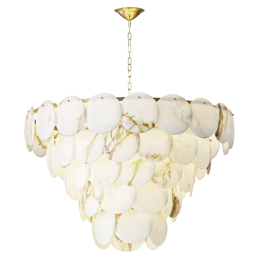 Linkori Natural Alabaster Chandelier 5 Tier Pendant Light - Image 1