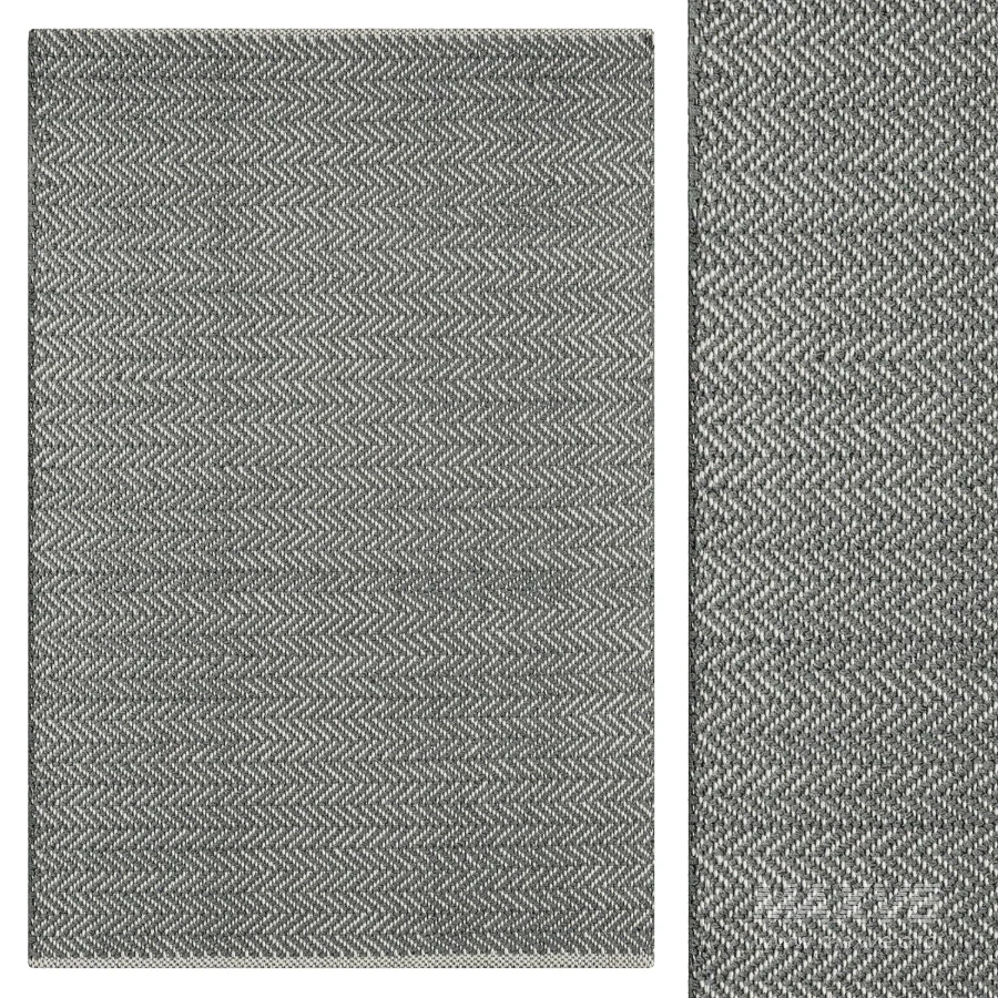 Herringbone Swedish Blue Handwoven Cotton Rug - Image 1
