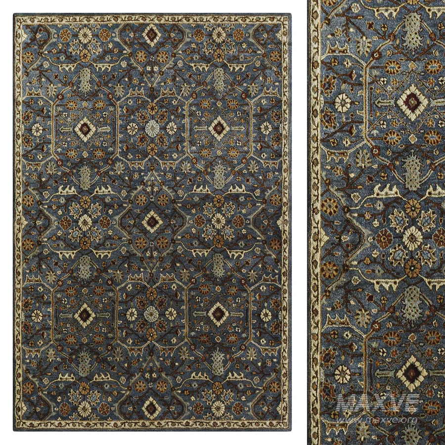 Wool Oriental Area Rug in Slated Blue - Image 1