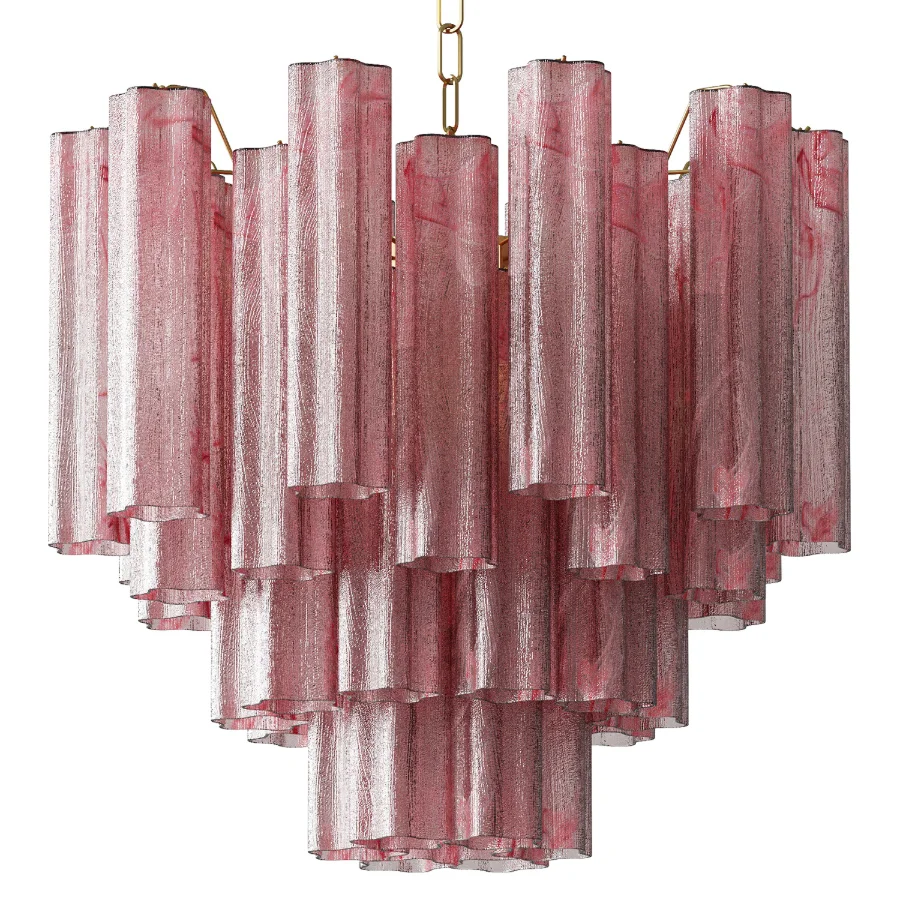 Fantastic Glass Tube Chandelier 36 Albaster Pink Glasses - Image 5