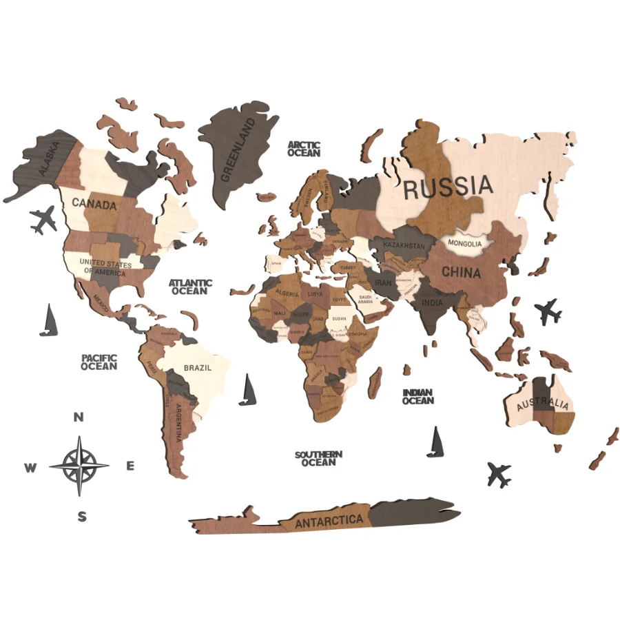 Wooden World Map Wall Decor - Image 2