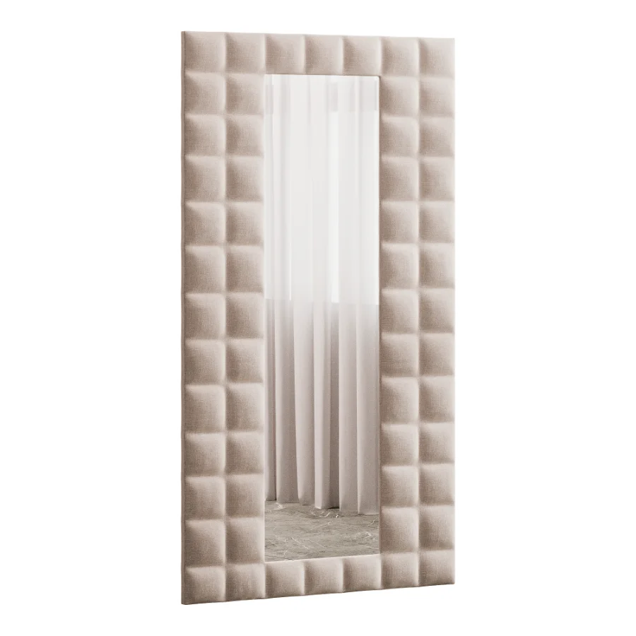 Modern Fabric Upholstered Full Length Floor Mirror 14 - Image 2