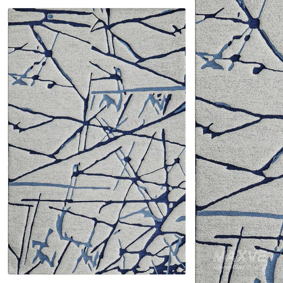 Mystic Rectangle Abstract Hand Tufted Wool Area Rug in Navy - Image 1