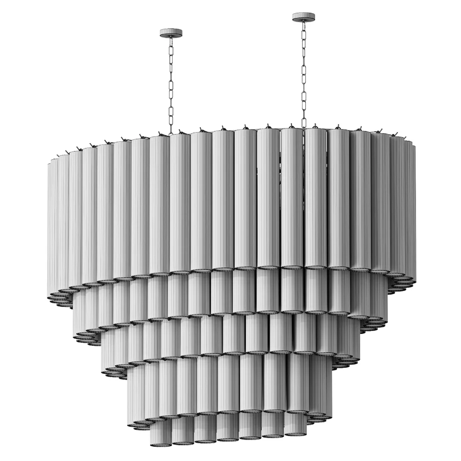Large Chandelier Murano Glass 120 White Cylinders 70s - Image 3