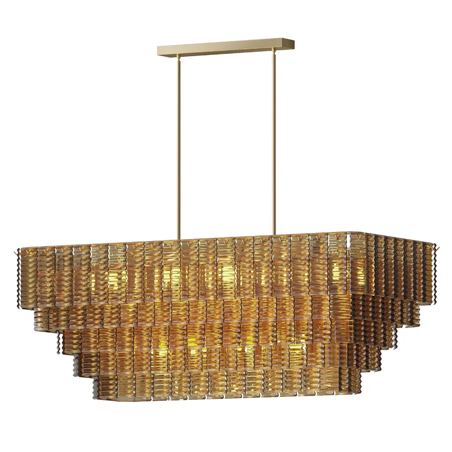 Sirene Smoke Glass Rectangular Chandelier 59 - Image 2