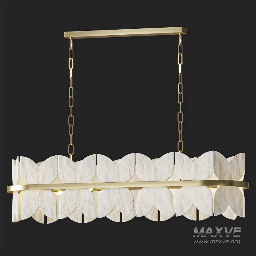 Alabaster Petal Tier Chandelier Rectangle - Image 1