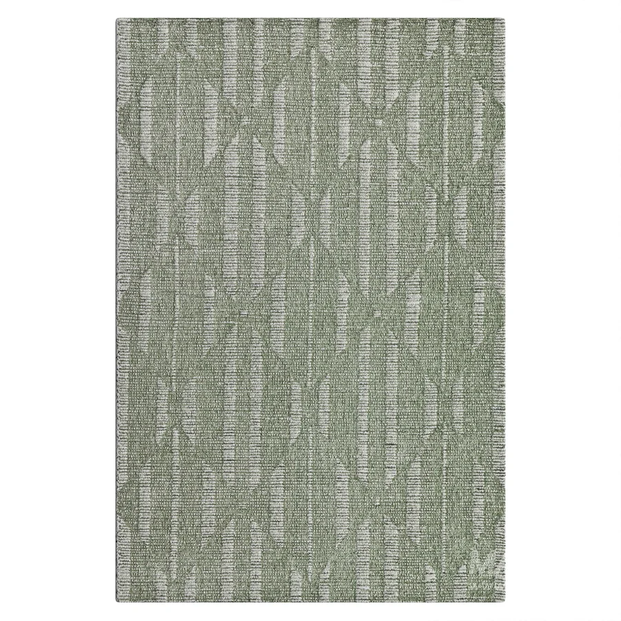 Hazen Hand Tufted Wool Geometric Area Rug in Green - Image 2