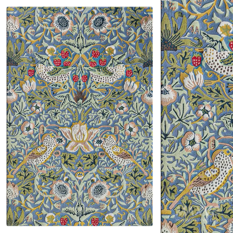 Hand Tufted Wool Floral Area Rug in Blue - Image 1