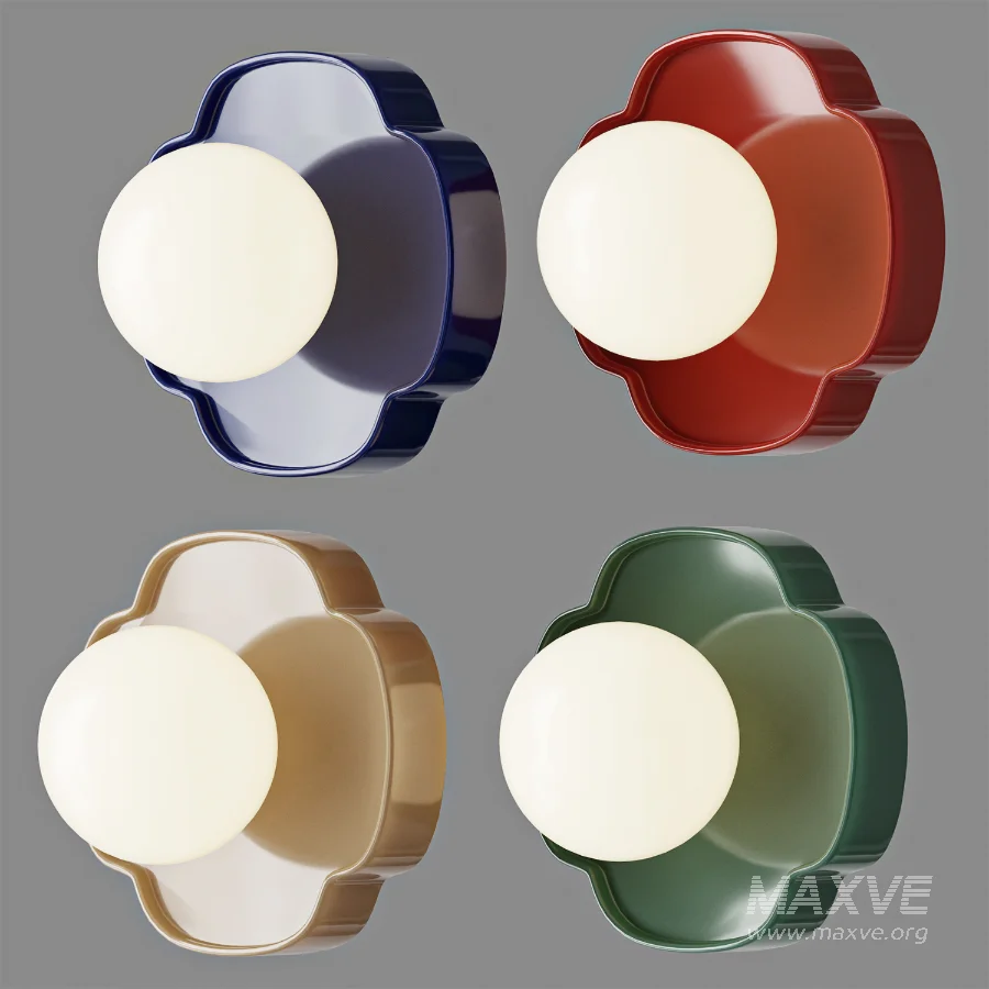 Flower Shape Round Glass Wall Lamp White Ceramic Opal NineLighting - Image 3