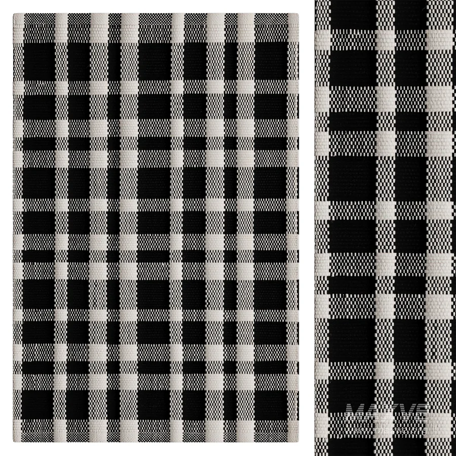 Tattersall Black Handwoven Indoor Outdoor Rug - Image 1