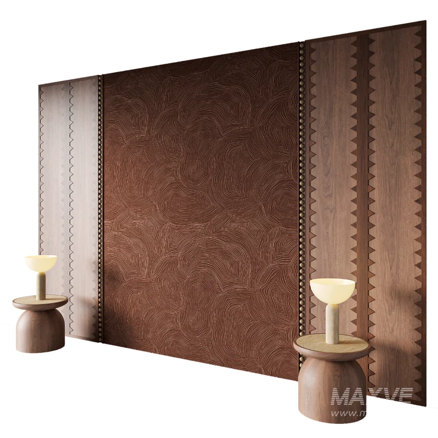 Timeless Wood Headboard with Artistic Panels - Image 4
