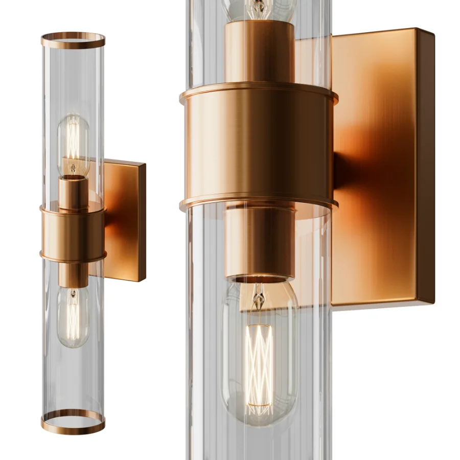 Simple Glass Cylinder Sconce And Daphne Vanity Light - Image 6
