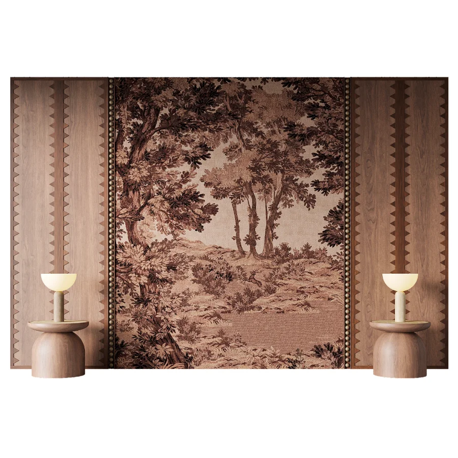 Timeless Wood Headboard with Artistic Panels - Image 2