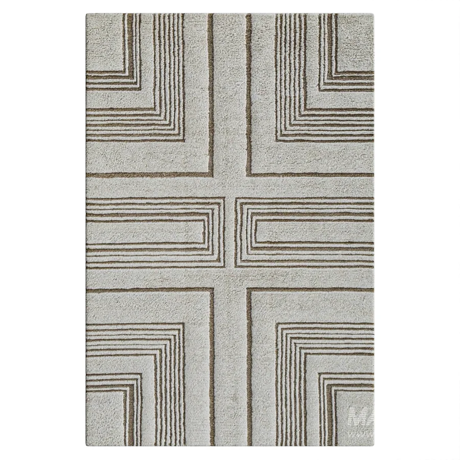 Geometric Hand Tufted Wool Area Rug - Image 2