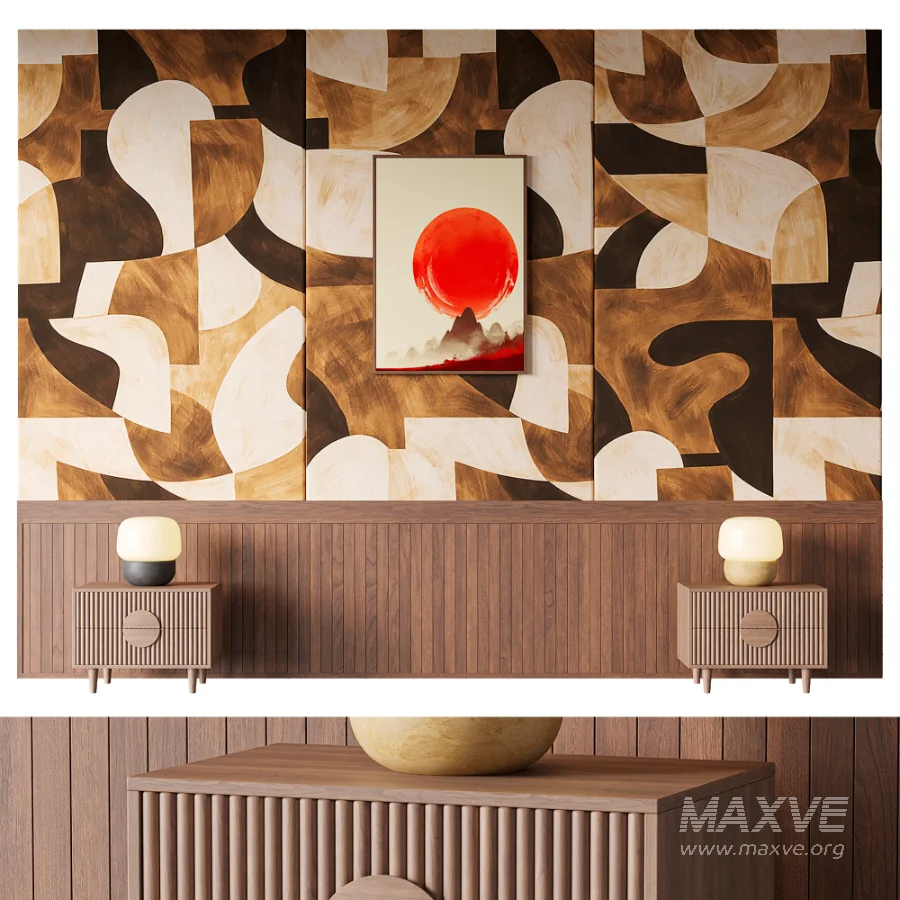 Mid-Century Organic Abstract Wall Mural - Image 1