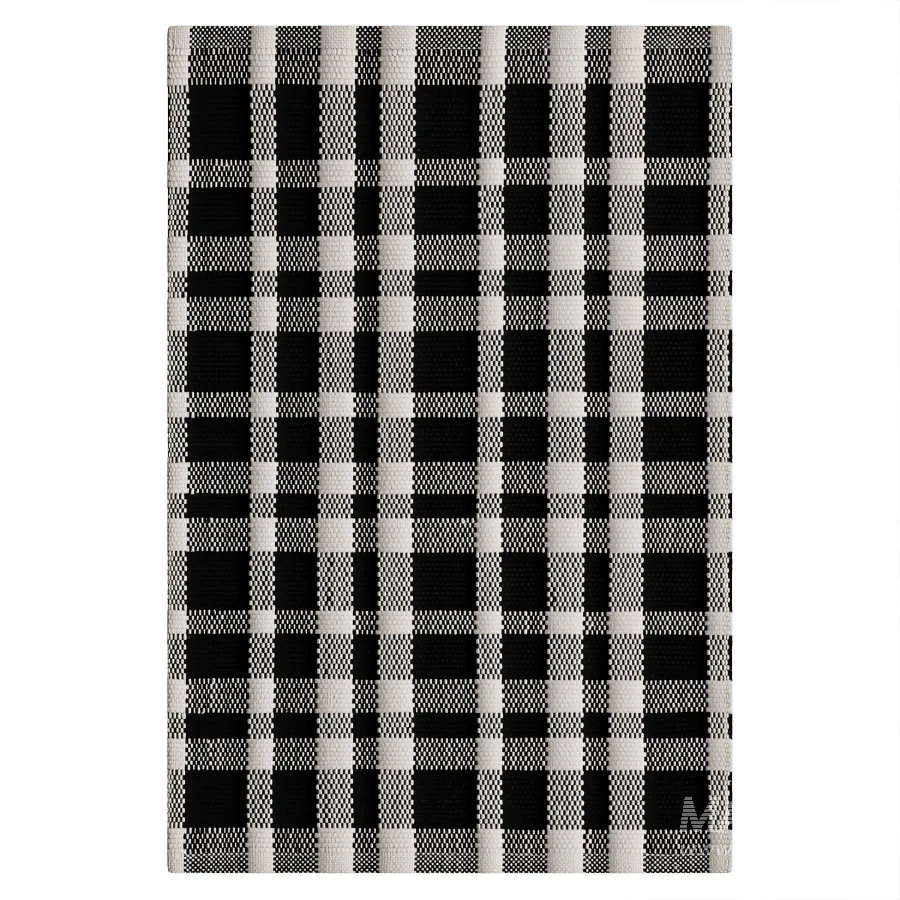 Tattersall Black Handwoven Indoor Outdoor Rug - Image 2