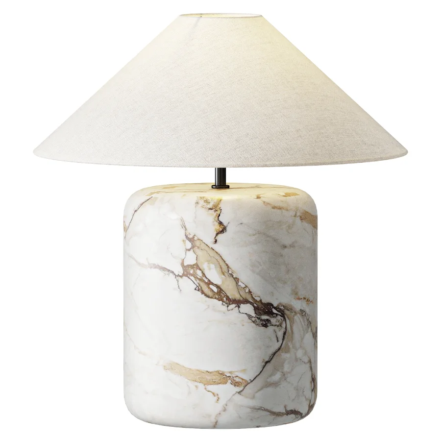 Block Golden Calacatta Marble Table Lamp - Image 1