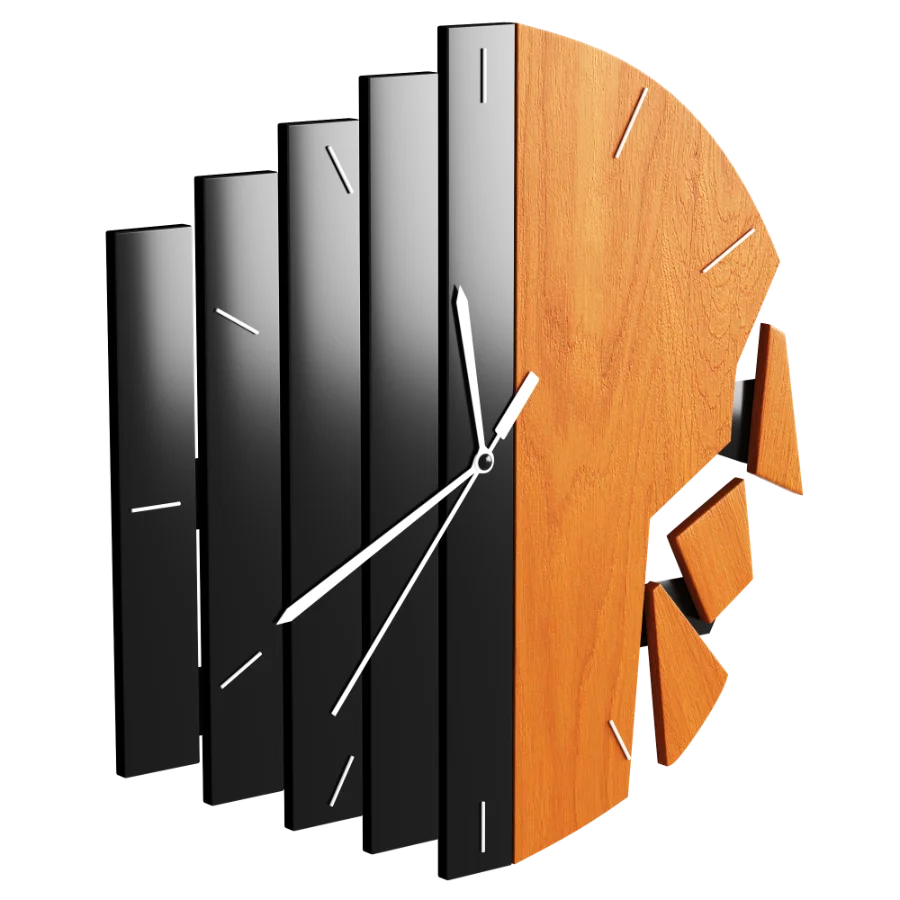 Black Wall Clock with Unique Fragmented Design - Image 1