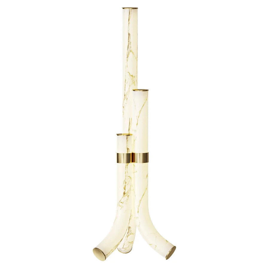 Modern Alabaster Piped Floor Lamp - Image 2