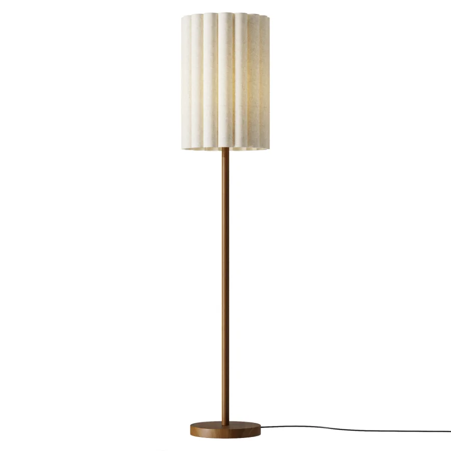 FareDecor Folia Walnut Linen Scalloped Floor Lamp - Image 2