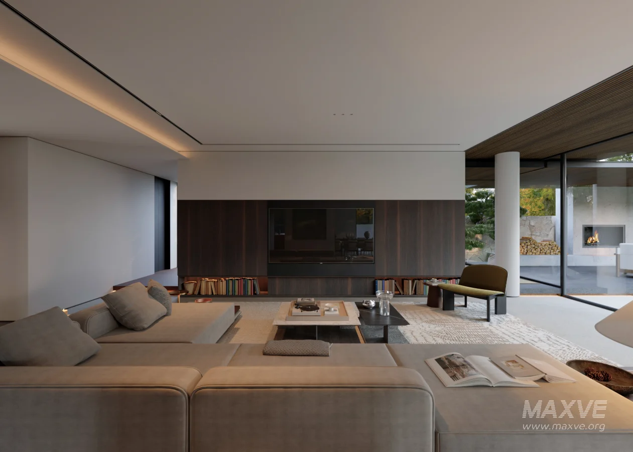 Modern courtyard living room and dining room - Image 3