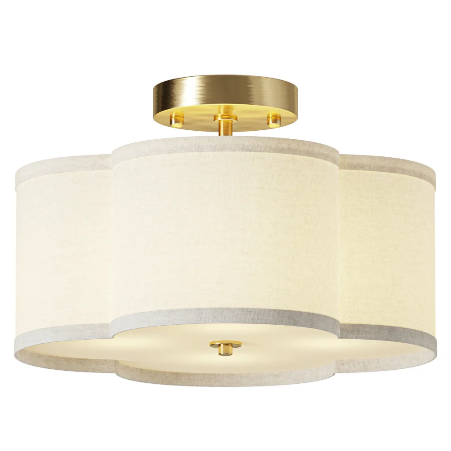 Fabric Semi Flush Mount Ceiling Light Fixture - Image 2