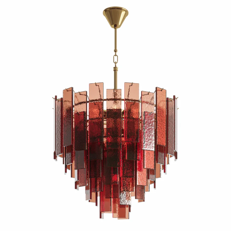 Ceiling chandelier Ice corrugated glass brass - Image 1