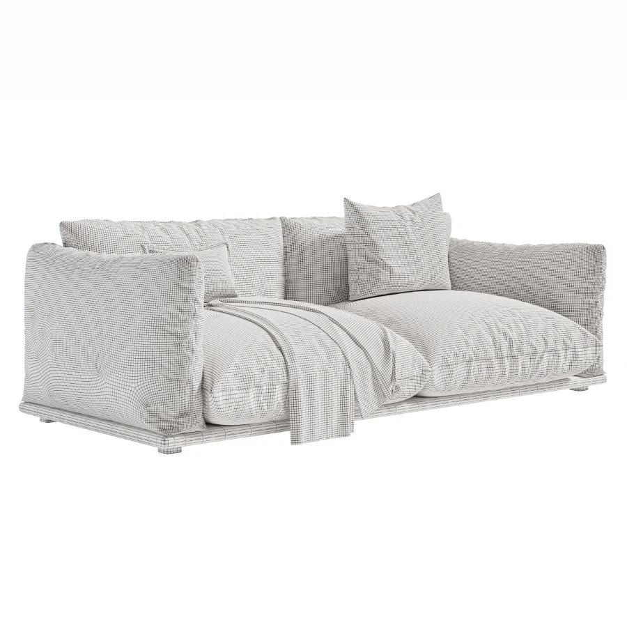 Modern Soft Velvet Sofa with Cushions and Throw Blanket - Image 6