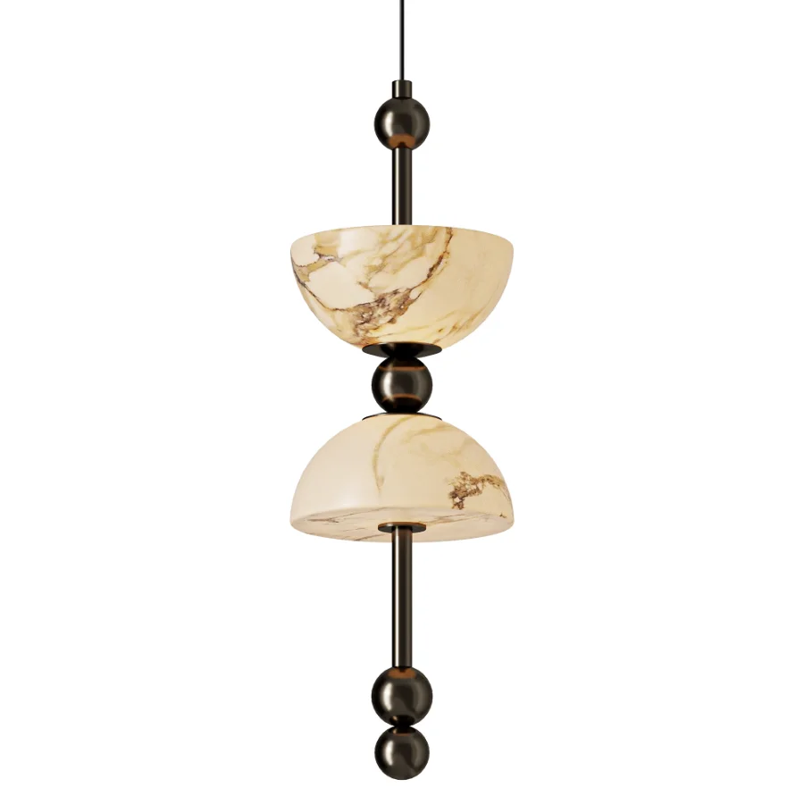 Hozo Design Duo Alabaster Brass Pendant - Image 2