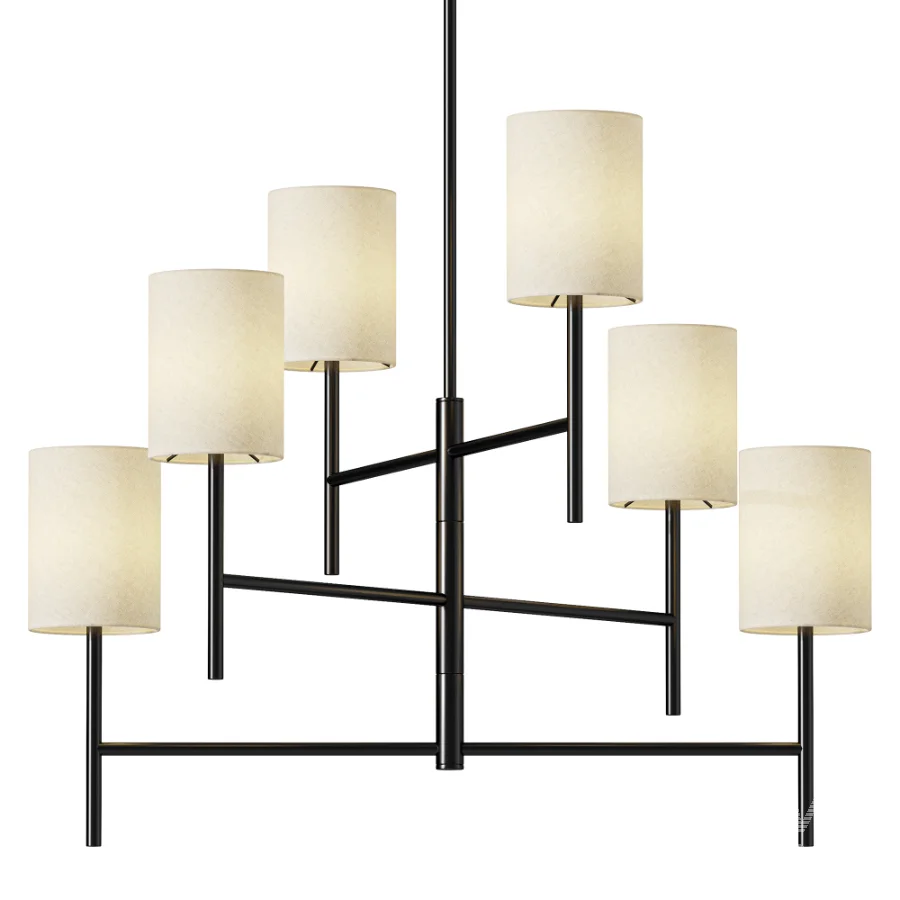 Barbara Barry Key Linen Drum Chandelier 6 Light - Image 2