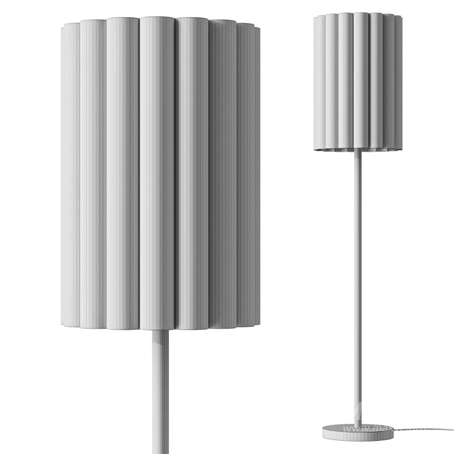 FareDecor Folia Walnut Linen Scalloped Floor Lamp - Image 3