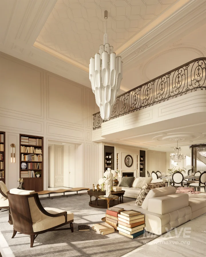 Luxury villa living room and dining room hallway - Image 11