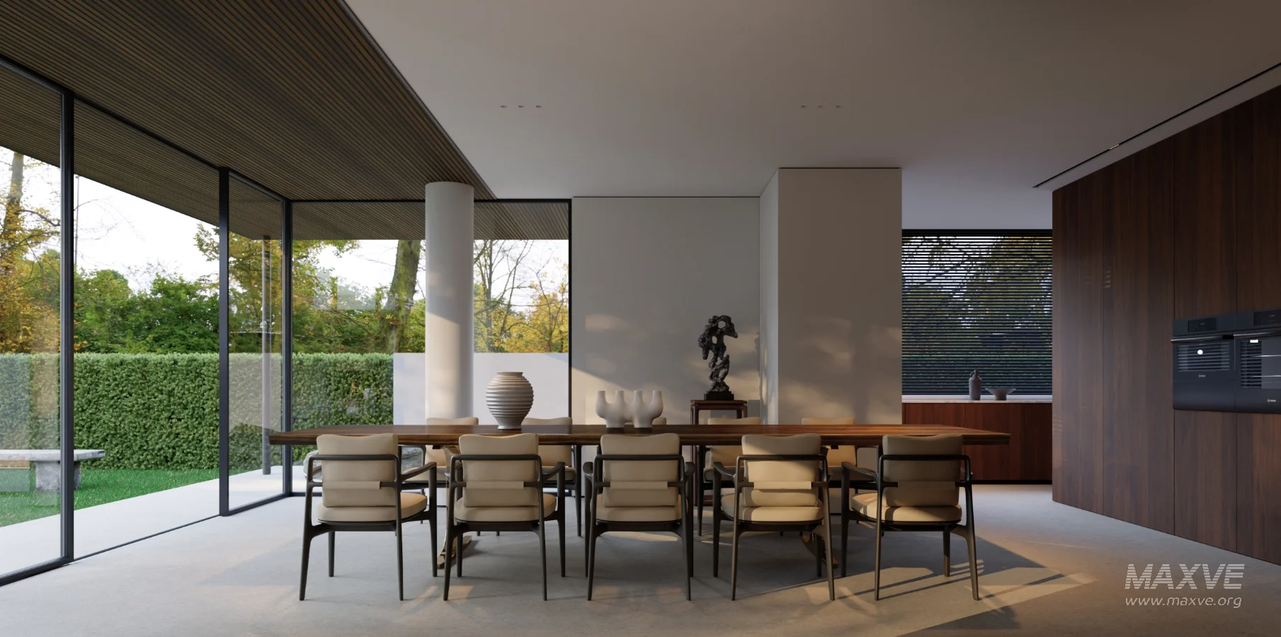 Modern courtyard living room and dining room - Image 7