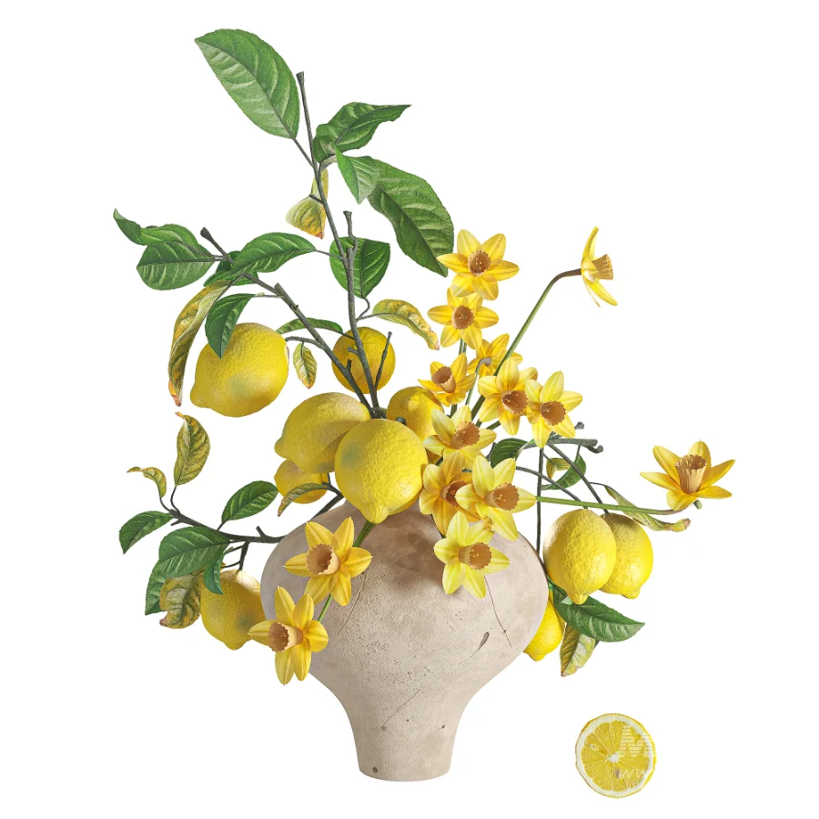 Spring Daffodils Lemon Branches Bouquet - Image 1