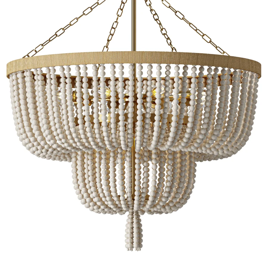 Regina Andrew Cameron White Rattan Chandelier - Image 1