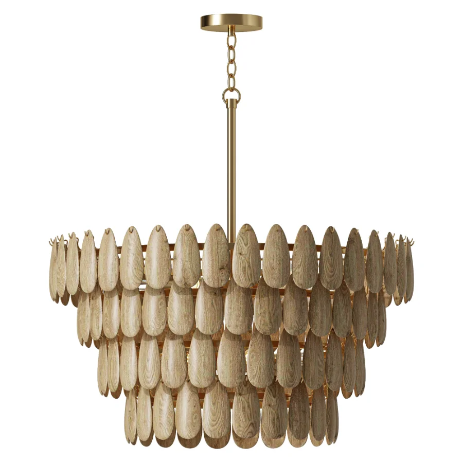 Capital Ravi Brass Wood Tiered Pendant - Image 2