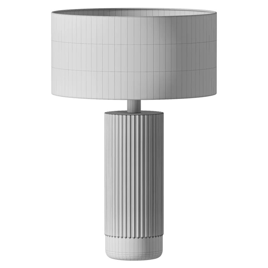 Nitara Chocolate Ribbed Concrete Brass Fabric Table Lamp - Image 3
