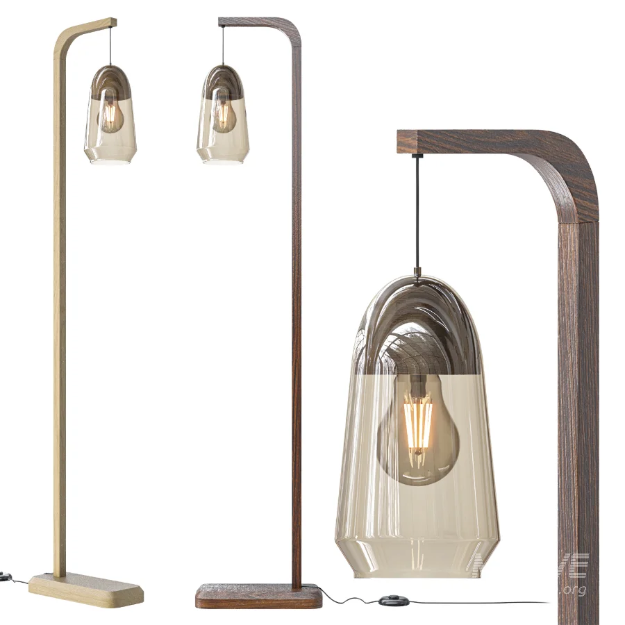 Nasoa glass and wood floor lamp - Image 4