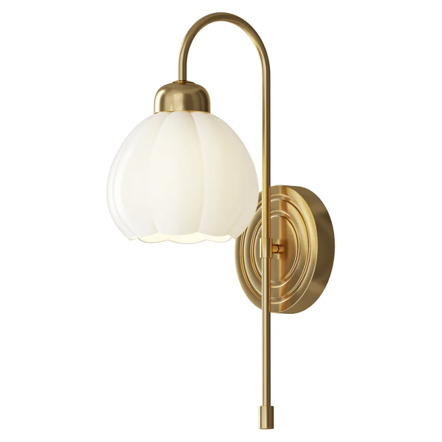 Long Brass Flower Glass Wall Sconce - Image 2
