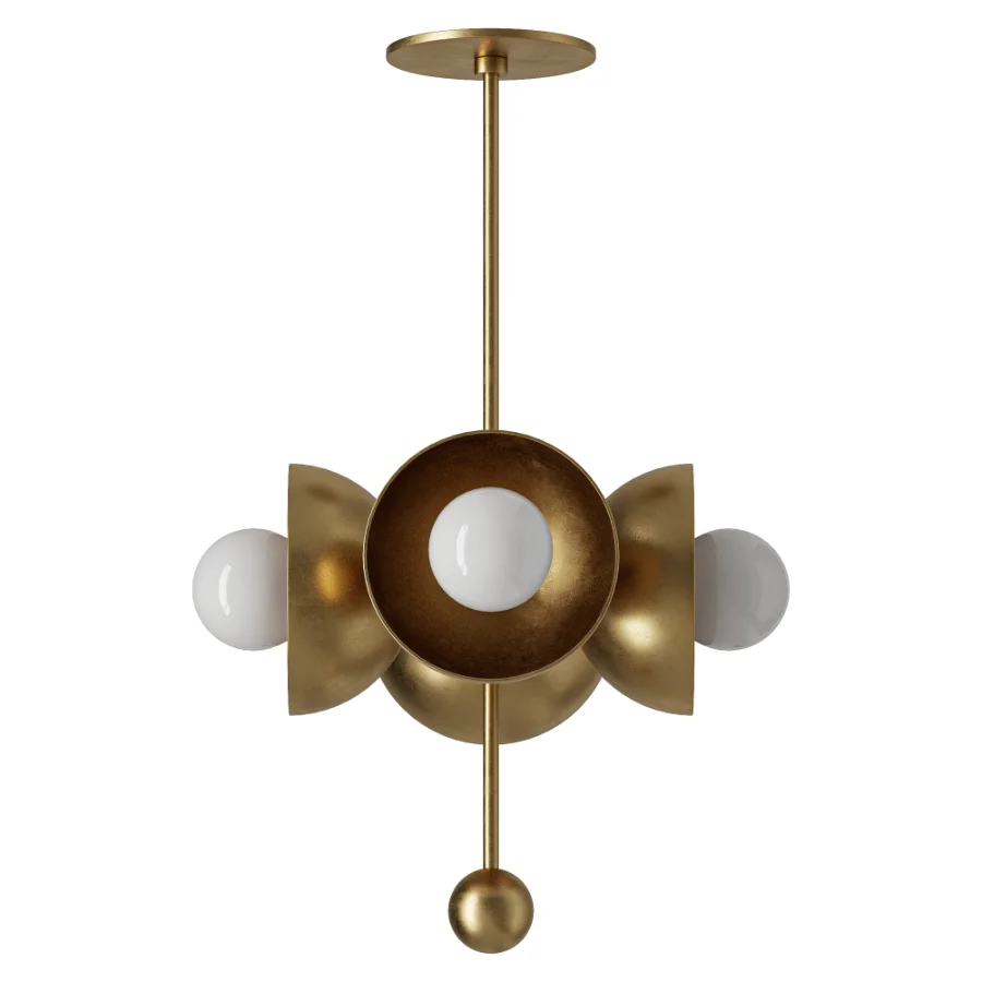 Brass Pendant 4 Milk Glass Globe Lamp - Image 2