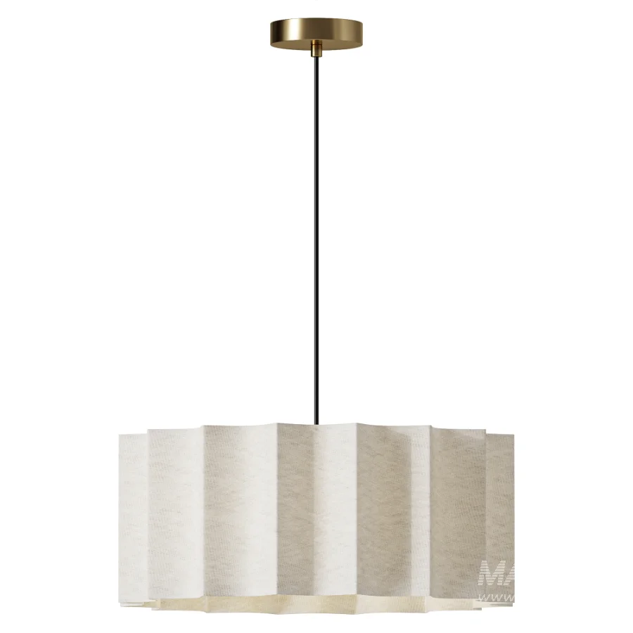 Denise Modern Scallop Linen Pendant Light - Image 2
