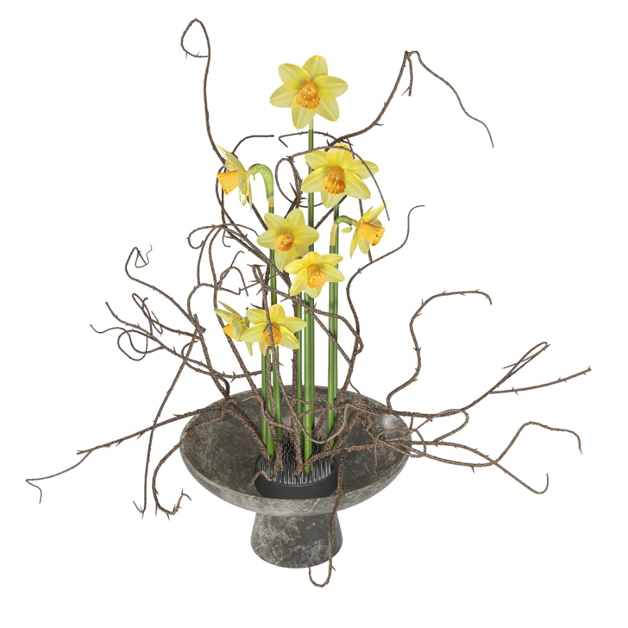 Daffodils Dry Twisted Branch Bouquet - Image 4